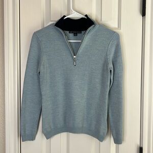 Brooks Brothers 346 Women’s Quarter Zip, Size Small, Light Blue